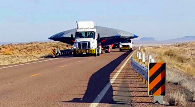 A witness claims recently to have come across a truck carrying what seems to be a flying saucer near the vicinity of Area 51.