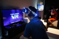 A gamer tests the PlayStation VR technology.