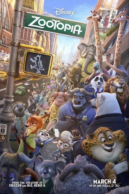 Official Poster of Walt Disney Animation Studios' comedy-adventure film titled “Zootopia."
