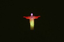 Christ the Redeemer Statue Lit in Belgian Colors
