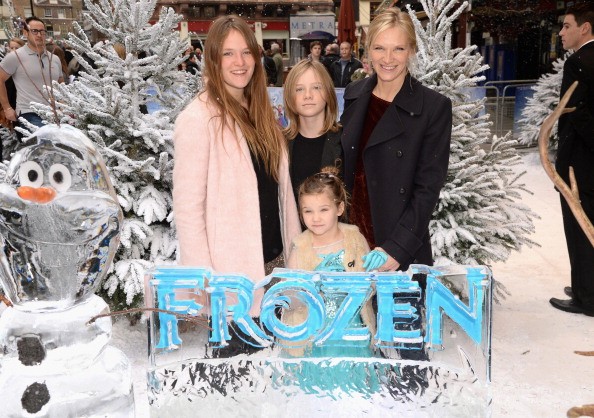 Jo Whiley (R) with her children India, Cassius and Coco attend Disney's 'Frozen' celebrity screening at the Odeon Leicester Square on November 17, 2013 in London, England. 