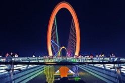 10. NANJING. A night view of the pedestrian bridge, known to locals as the 