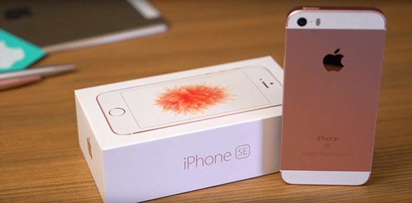 The new iPhone SE displayed after unboxing it for review.