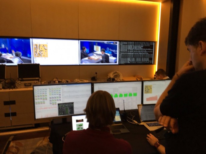 The control room for Google AlphaGo during the match against South Korean Go player Lee Sedol. A Chinese team of artificial intelligence researchers said that they want to challenge the AI.