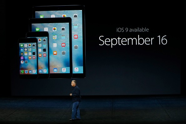 Apple Senior Vice President of Worldwide Marketing Phil Schiller speaks about iOS 9 availability during a Special Event at Bill Graham Civic Auditorium