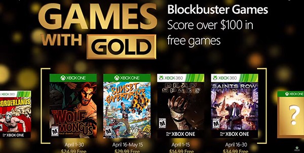 Xbox Games with Gold for April 2016 revealed by Xbox.