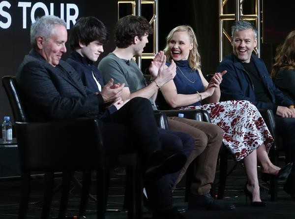 The casts of "The Family," (L-R) Liam James, Zach Gilford, Alison Pill and Rupert Graves, talk about the series during a panel interview.