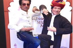 Sonu Sood unveils Jackie Chan's wax figure at India's Nahargarh Fort Museum on April 5, 2016