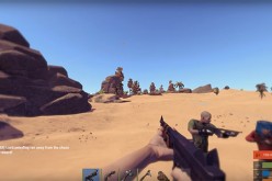 In-game screenshot of a desert area of 