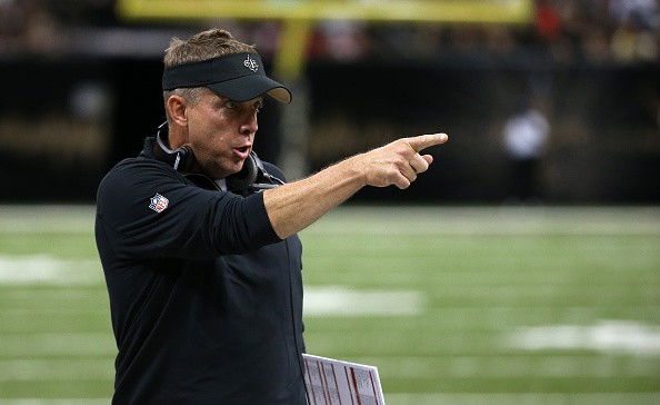 Saints head coach Sean Payton reacts after a touchdown against the Houston Texans on August 30, 2015.