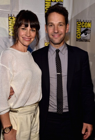 Actors Evangeline Lilly (L) and Paul Rudd attend Marvel's Hall H Panel for 'Ant-Man' during Comic-Con International 2014 at San Diego Convention Center.