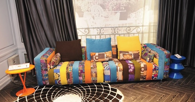 Uniquely colorful: One of the featured sofas at the 37th China International Furniture Fair held in March in Guangzhou, Guangdong Province.