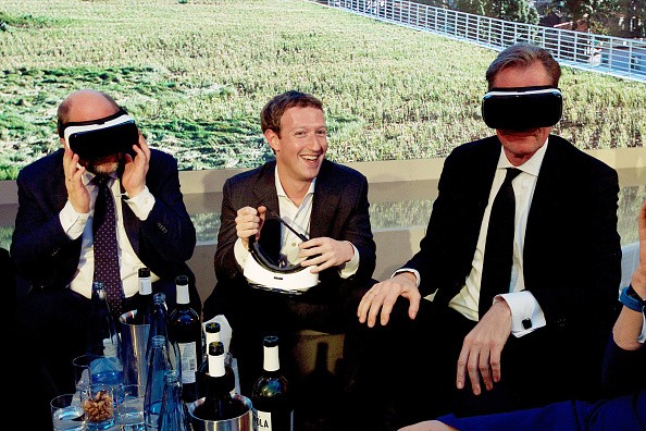 L-R: Martin Schulz, Mark Zuckerberg and Mathias Doepfner attended the presentation of the first Axel Springer Award on February 25, 2016 in Berlin, Germany.  
