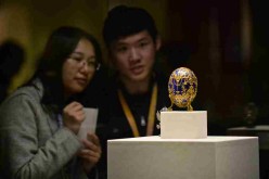 One of the famous Easter eggs from the Fabergé collections is on display at the Palace Museum in Beijing, April 15, 2016. 