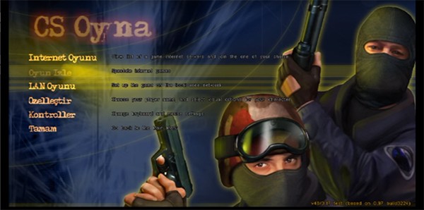 "Counter-Strike" version 1.6 main menu running on an Android phone.