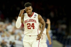 Buddy Hield of the Oklahoma Sooners reacts in the first half against the Villanova Wildcats.