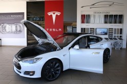 A Tesla Model S car is displayed at a Tesla showroom on November 5, 2013 in Palo Alto, California.   