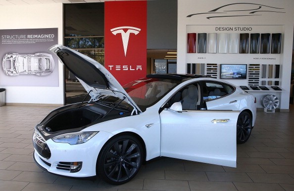 A Tesla Model S car is displayed at a Tesla showroom on November 5, 2013 in Palo Alto, California.   