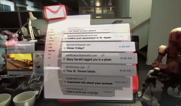 This is how Gmail would look like in Magic Leap's vision of mixed reality