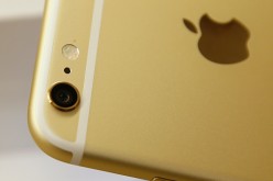 The camera and flash of an Apple iPhone 6 Plus gold, is shown here at a Verizon store.  