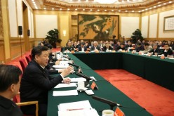 Chinese President Xi Jinping during a meeting with senior officials and representatives of China's Internet industry.