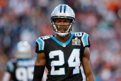 Josh Norman of the Carolina Panthers looks on during Super Bowl 50.