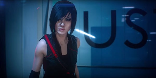 "Mirror's Edge Catalyst's" protagonist, Faith, sneaks up on a guard looking up on a monitor.