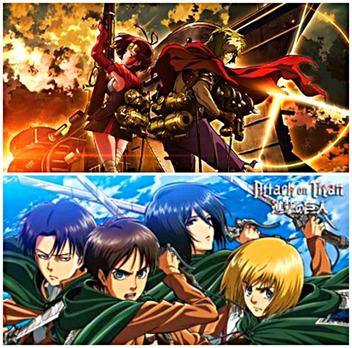 Kabaneri of the Iron Fortress (Koutetsujou no Kabaneri) and Shingeki no Kyojin anime series