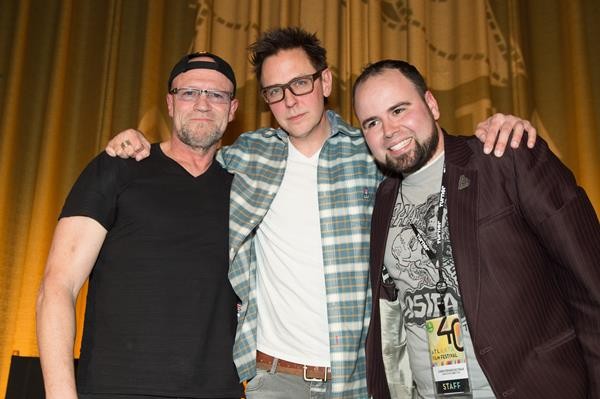 Michael Rooker, who plays Yondu in "Guardians of the Galaxy Vol. 2," pose for a photo with movie director James Gunn at the 2016 Atlanta Film Festival.
