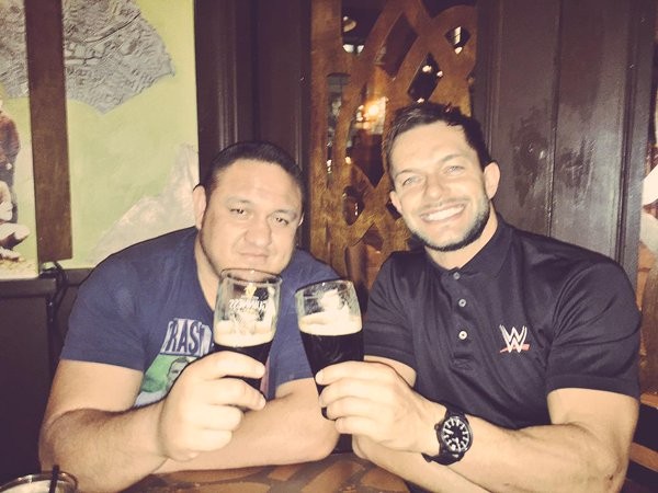 Samoa Joe and Finn Balor having a drink after an NXT show in Providence, RI. 