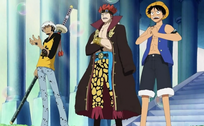 Law, Kidd and Luffy forms an alliance to battle the Marines in Sabaody Archipelago.