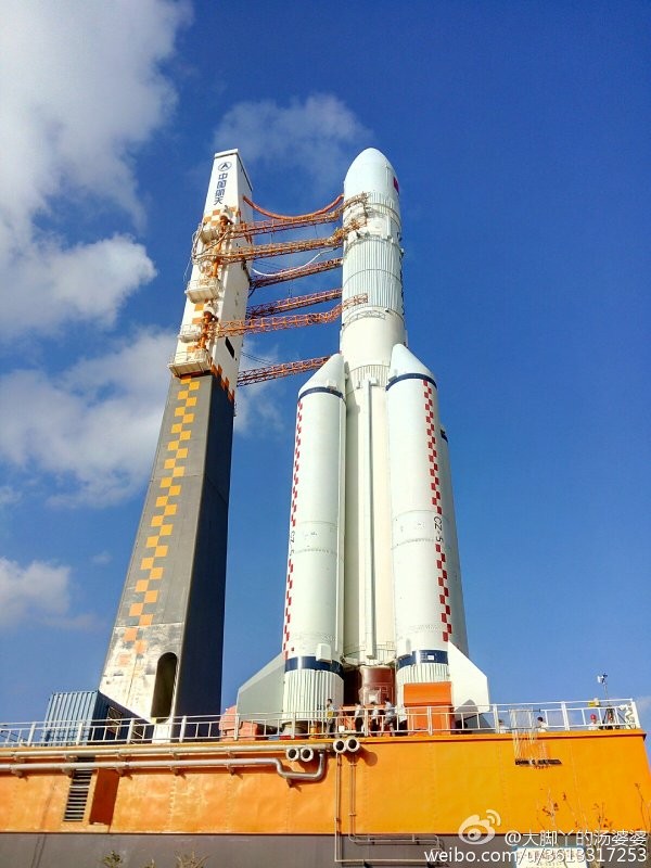 The Long March 5 rocket being prepped for transport. The rocket will serve as China's primary launch vehicle for its space missions. 