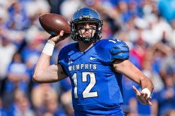 Paxton Lynch of the Memphis Tigers throws a pass during a game against the Ole Miss Rebels. 