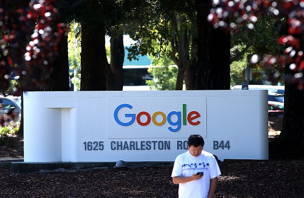    The Google logo is displayed on a sign outside of the Google headquarters on September 2, 2015 in Mountain View, California.   