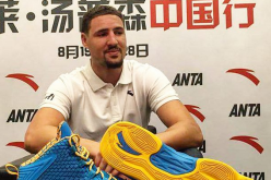 NBA star Klay Thompson during his introduction as Anta's latest endorser. The Chinese brand has outsold global footwear giant Nike as the top sneaker in its home country.