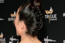 Model and actress Olivia Culpo with hair detail arrived in Las Vegas on s on April 29.  