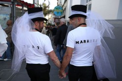 Same-sex marriage supporters celebrate the U.S Supreme Court ruling regarding same-sex marriage on June 26, 2015 in San Francisco, California.