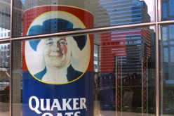 A huge Quaker Oats box is displayed at the company's headquarters in Chicago on Dec. 4, 2000.