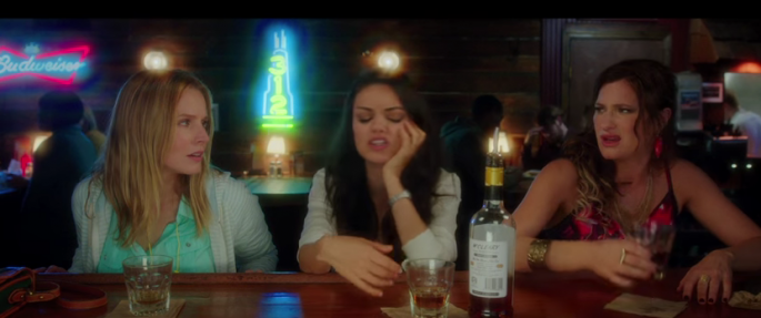 Kristen Bell, Mila Kunis and Kathryn Hahn are drinking together in the film "Bad Moms."  